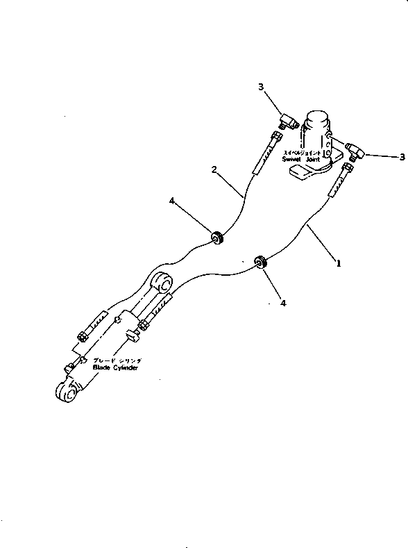 Komatsu parts book diagram for PC10-7 S/N 25001-UP: HYDRAULIC PIPING (BLADE CYLINDER LINE) (LOWER)