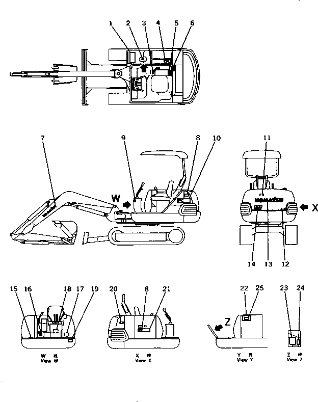 Komatsu parts book diagram for PC10-7 S/N 25001-UP: MARKS AND PLATES (2-WAY QUICK SHIFTER) (JAPANESE) (FOR CANOPY)(#27777-)