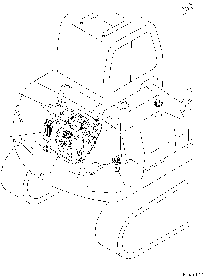 Komatsu parts book diagram for PC10-7 S/N 25001-UP: ELEMENT AND V-BELT(#27777-)
