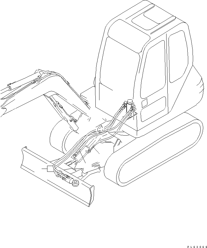 Komatsu parts book diagram for PC10-7 S/N 25001-UP: WORK EQUIPMENT HOSE (FOR POWER TILT MECHANICAL ANGLE BLADE)(#27777-)