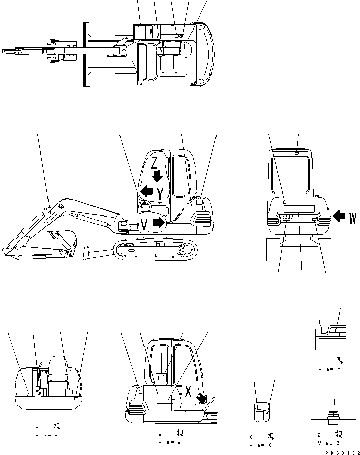 Komatsu parts book diagram for PC10-7 S/N 25001-UP: MARKS AND PLATES (JIS PATTERN) (JAPANESE) (FOR CAB)(#27777-)