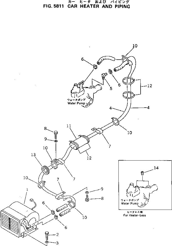 Excavators Komatsu / PC100-5S S/N 32402-UP(pc100-0r) / CAR HEATER AND PIPING(150330 : 5811)