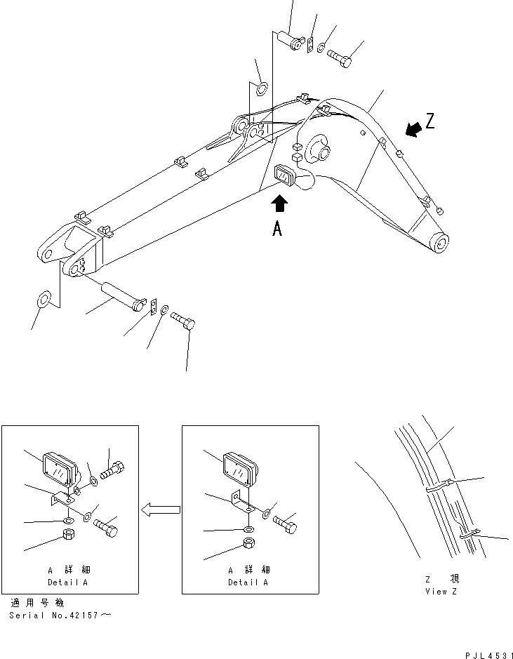 Excavators Komatsu / PC100-6Z S/N 40001-UP (Excel Spec.)(pc100-1c) / BOOM LESS (WORK LAMP AND PIN) (KIT)(360020 : T1110-01C5)