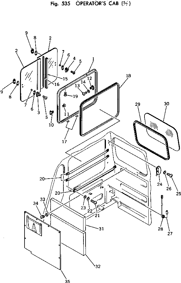 Komatsu parts book diagram for PC100-2 S/N 13001-UP: OPERATOR'S CAB (5/7)