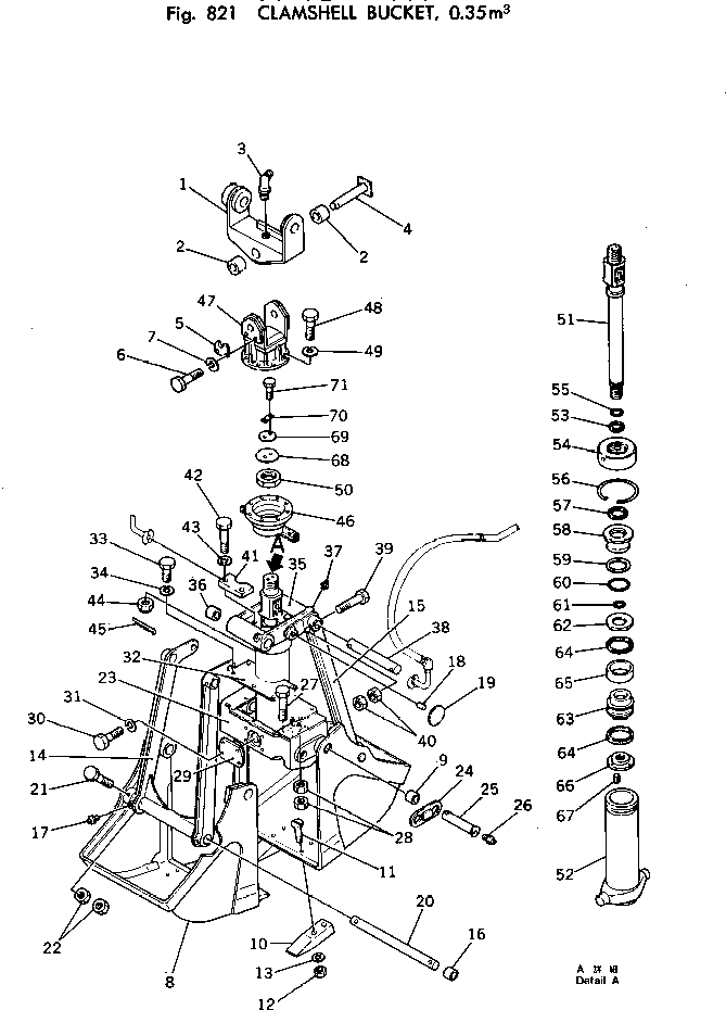 Komatsu parts book diagram for PC100-2 S/N 13001-UP: CLAMSHELL BUCKET ? 0.35M3