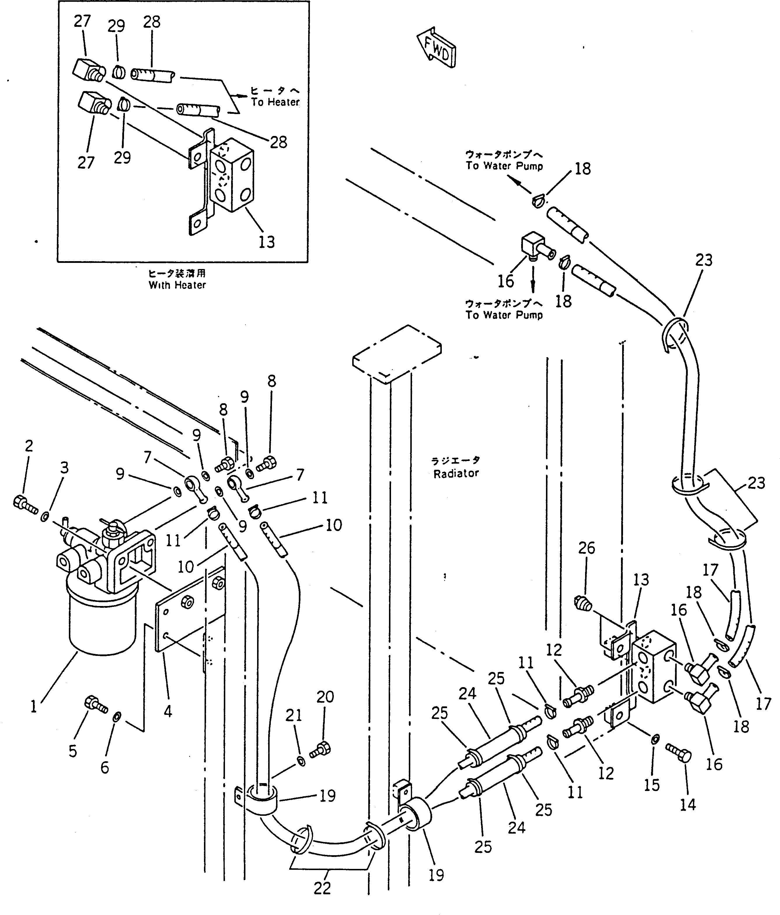 Komatsu parts book diagram for PC100-5 S/N 28001-UP: CORROSION RESISTER AND PIPING (EXCEPT JAPAN)