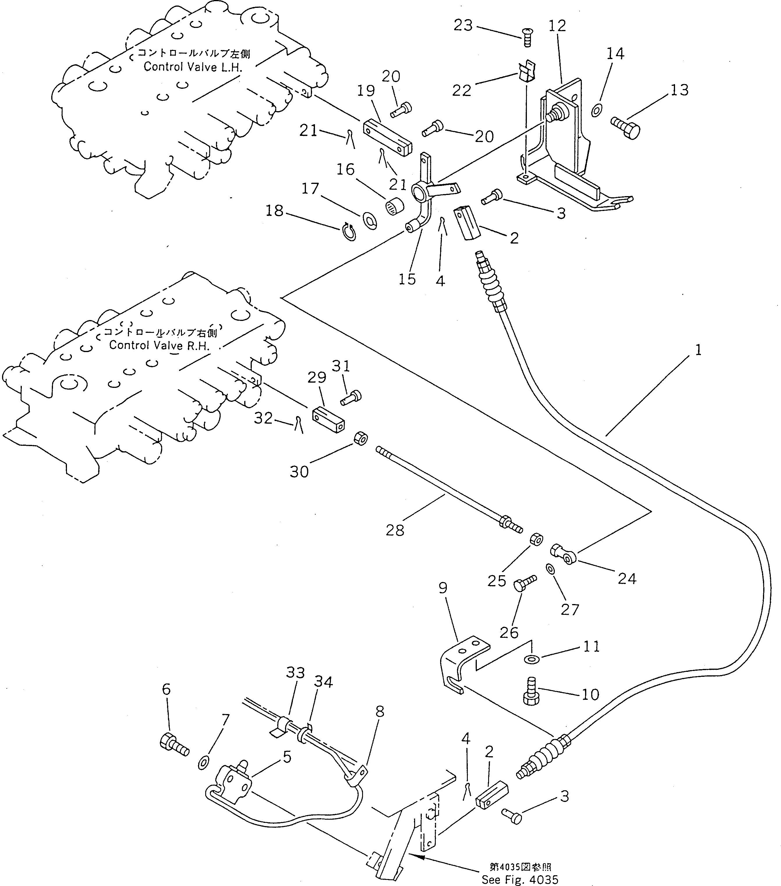 Komatsu parts book diagram for PC100-5 S/N 28001-UP: CONTROL PEDAL AND LINKAGE (2/3) (CRUSHER AND OTHER ATTACHMENT)(#28001-32401)