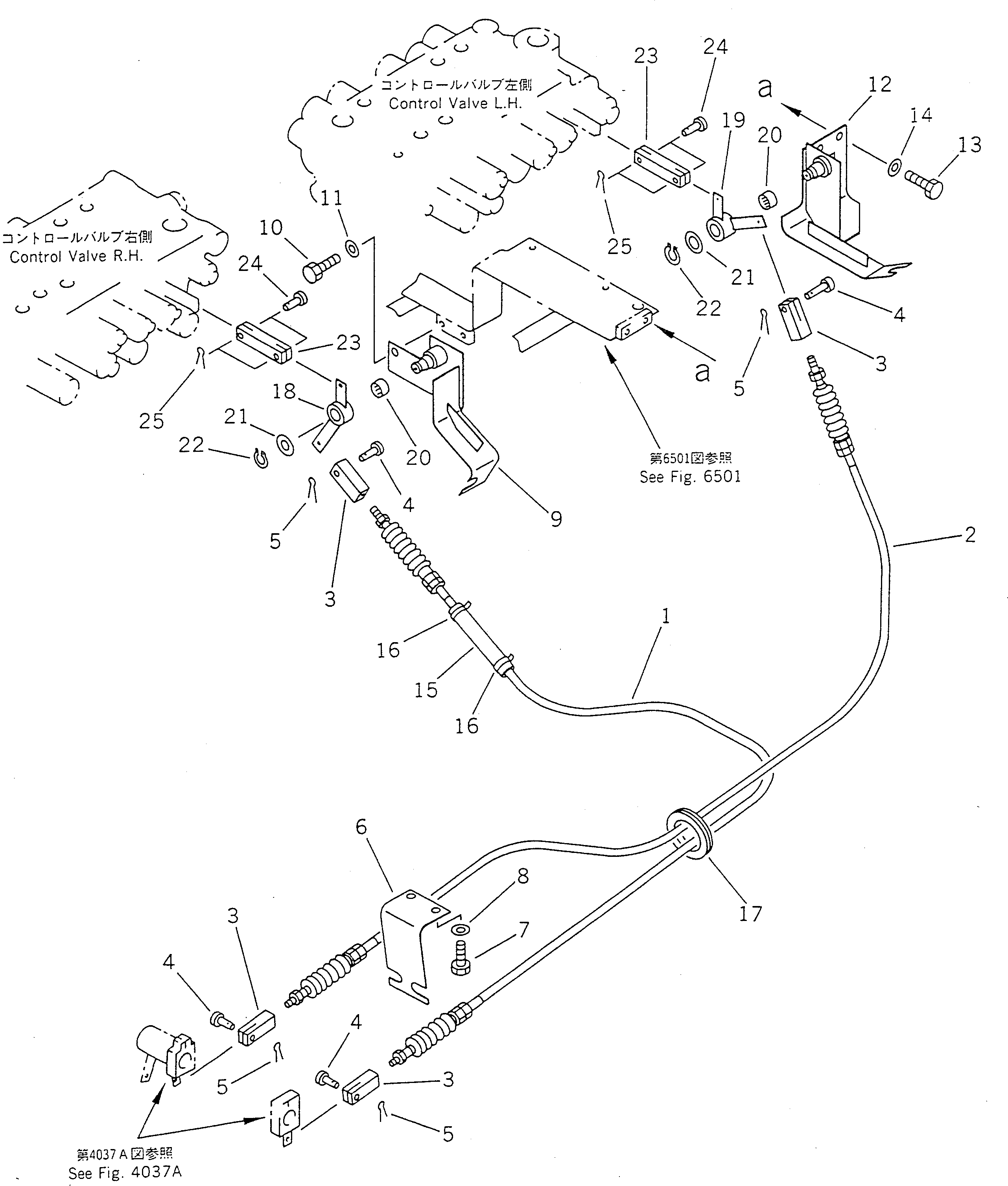 Komatsu parts book diagram for PC100-5 S/N 28001-UP: CONTROL PEDAL AND LINKAGE (3/3) (CRUSHER AND OTHER ATTACHMENT)(#32402-)