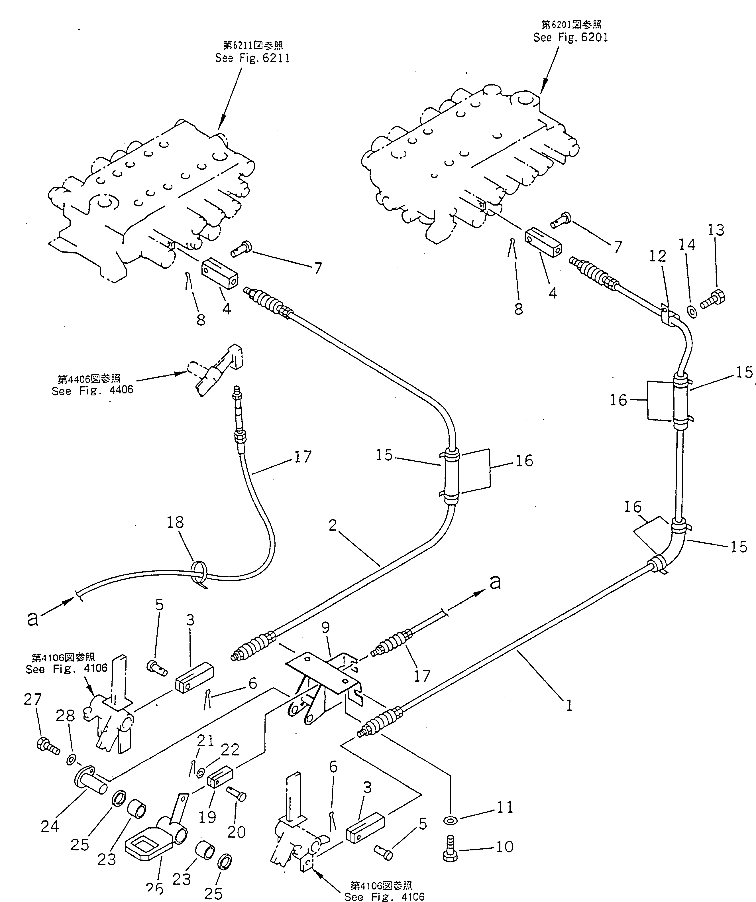 Komatsu parts book diagram for PC100-5 S/N 28001-UP: TRAVEL CONTROL LINKAGE (WITH TRAVEL LOCK) (FOR WRIST CONTROL     LEVER) (STANDARD FOR U.S.A. ONLY)(#34349-)