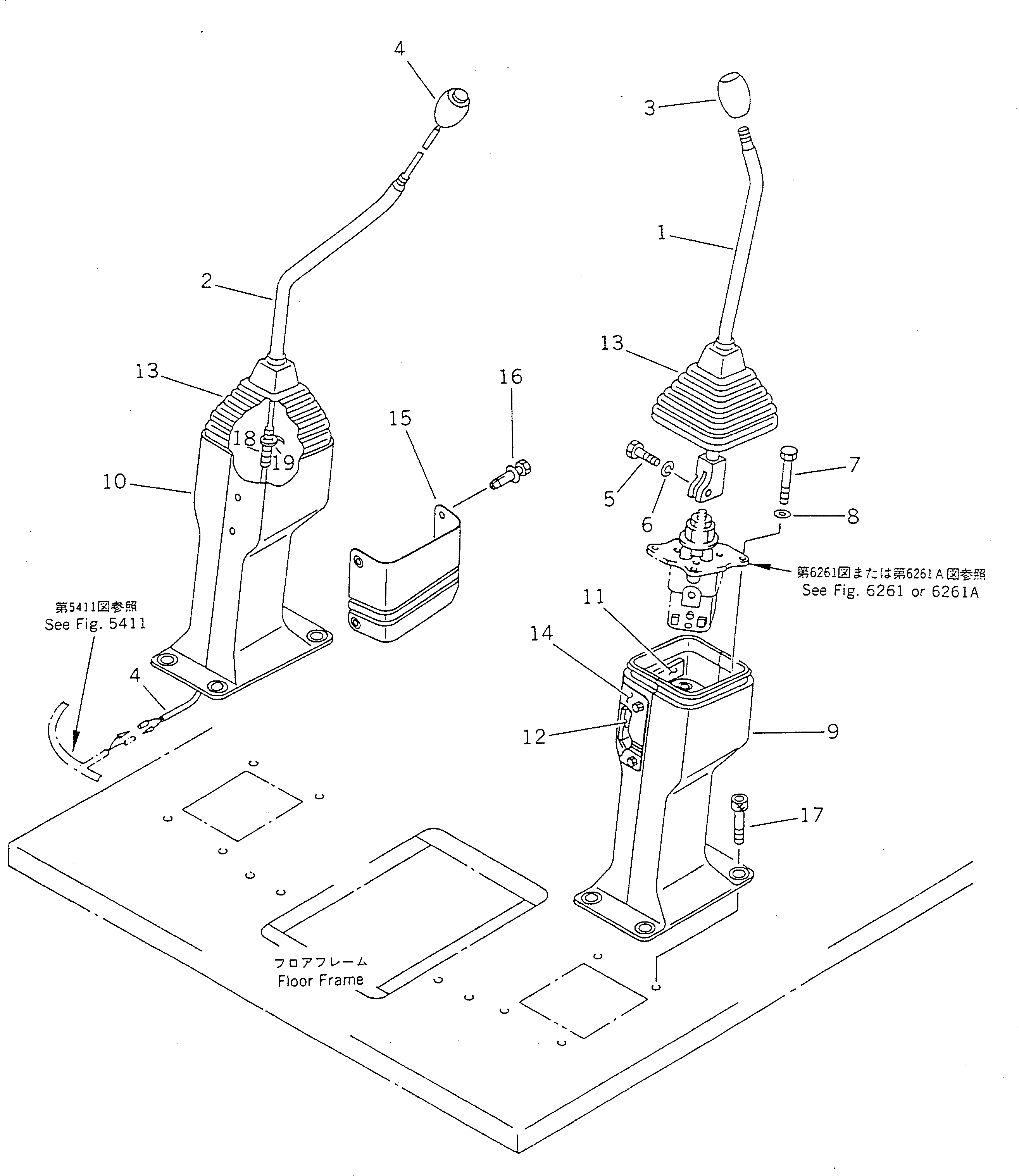 Excavators Komatsu / PC100-5 S/N 28001-UP(pc100-5c) / WORK EQUIPMENT CONTROL LEVER (FOR LONG LEVER CONTROL)(120150 : 4201)