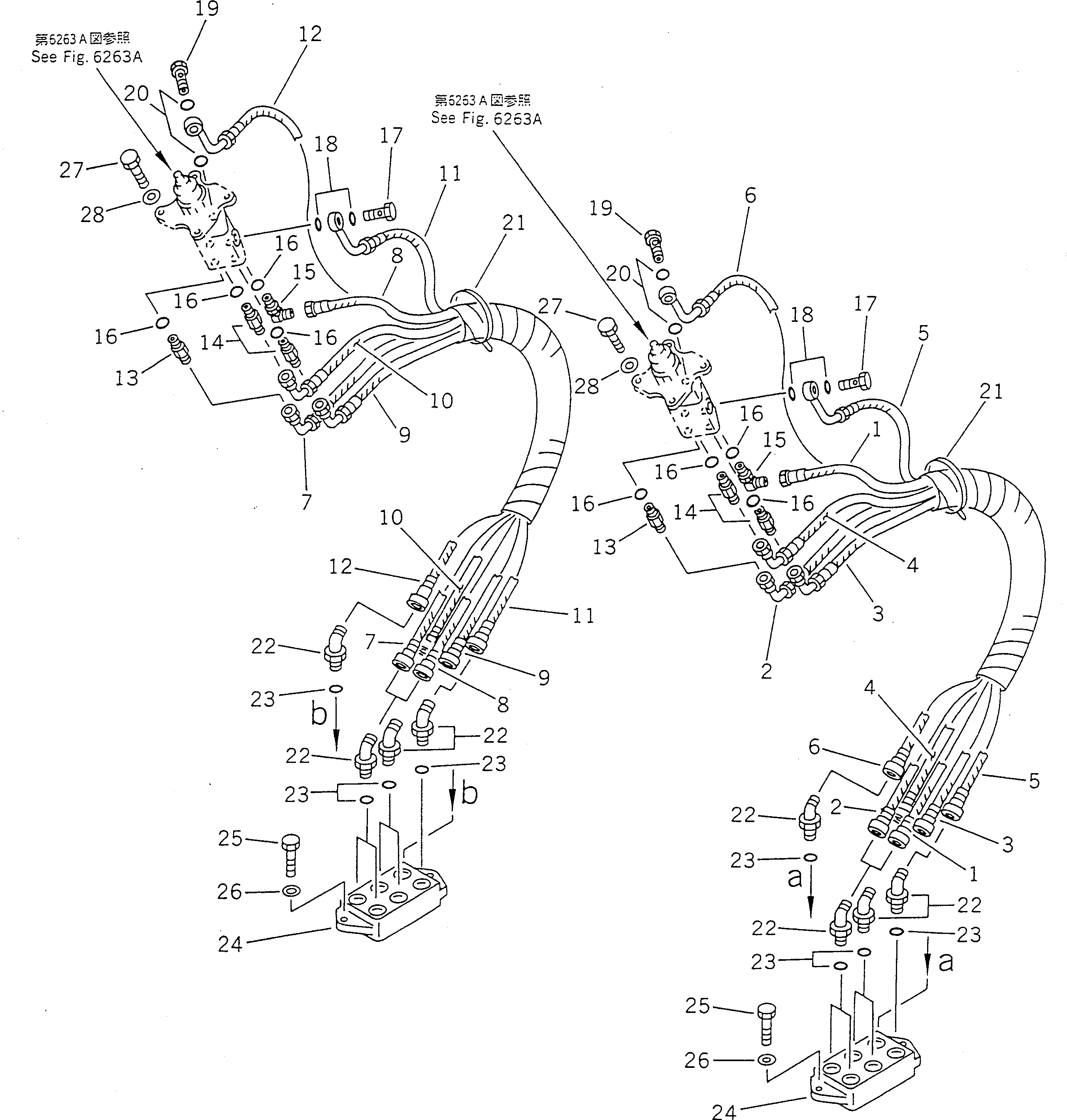 Excavators Komatsu / PC100-5 S/N 28001-UP(pc100-5c) / HYDRAULIC PIPING (P.P.C. VALVE TO/ FROM BLOCK) (FOR WRIST CONTROL LEVER)(#32402-)(120260 : 4511A)