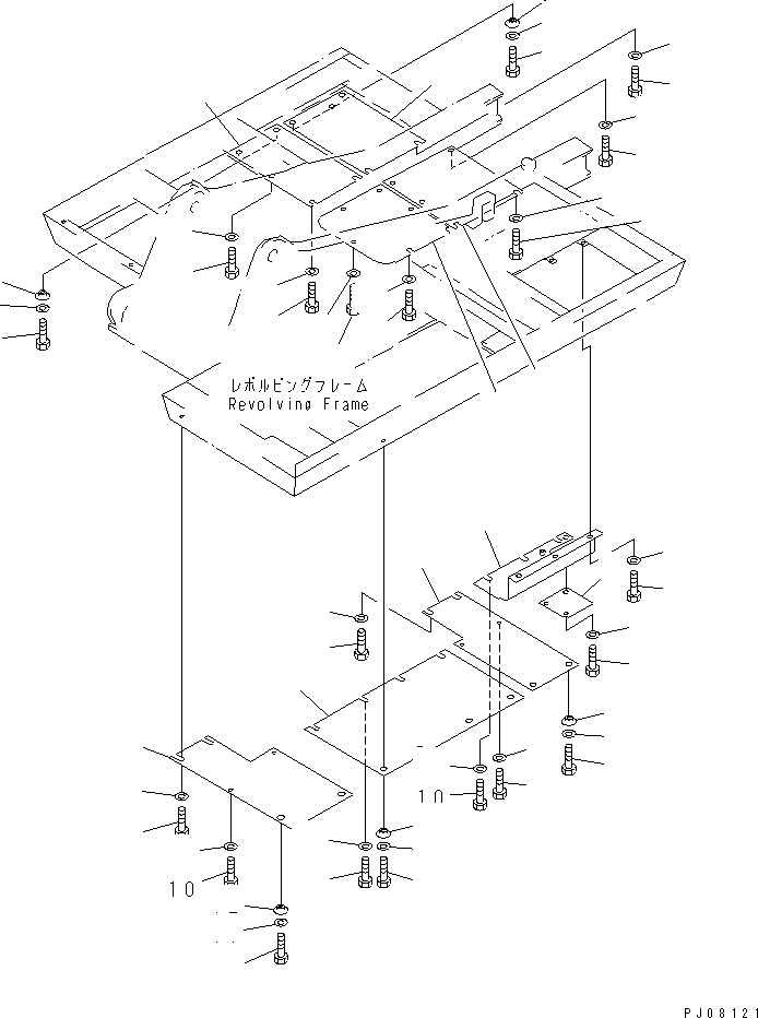 Komatsu parts book diagram for PC100-5 S/N 28001-UP: REVOLVING FRAME UNDER COVER (PC100SS)(#28001-32401)
