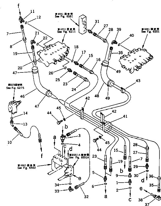 Komatsu parts book diagram for PC100-5 S/N 28001-UP: HYDRAULIC PIPING (P.P.C. PIPING 2/2) (FOR LONG LEVER CONTROL)(#29993-32401)