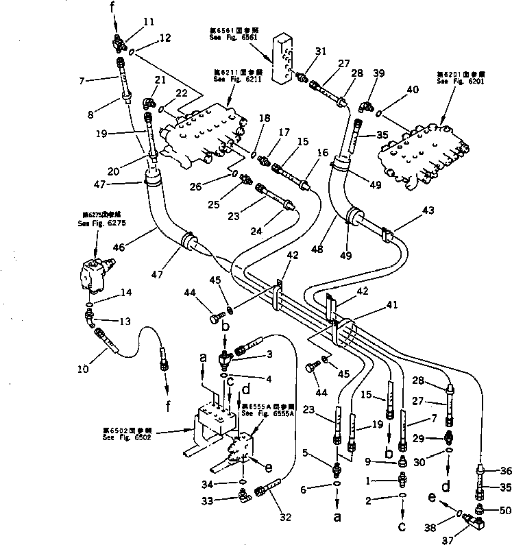 Komatsu parts book diagram for PC100-5 S/N 28001-UP: HYDRAULIC PIPING (P.P.C. PIPING 2/2) (FOR WRIST CONTROL LEVER)(#29993-32401)