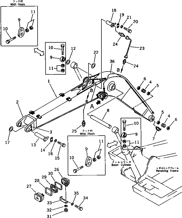 Komatsu parts book diagram for PC100-5 S/N 28001-UP: BOOM(#29806-32401)
