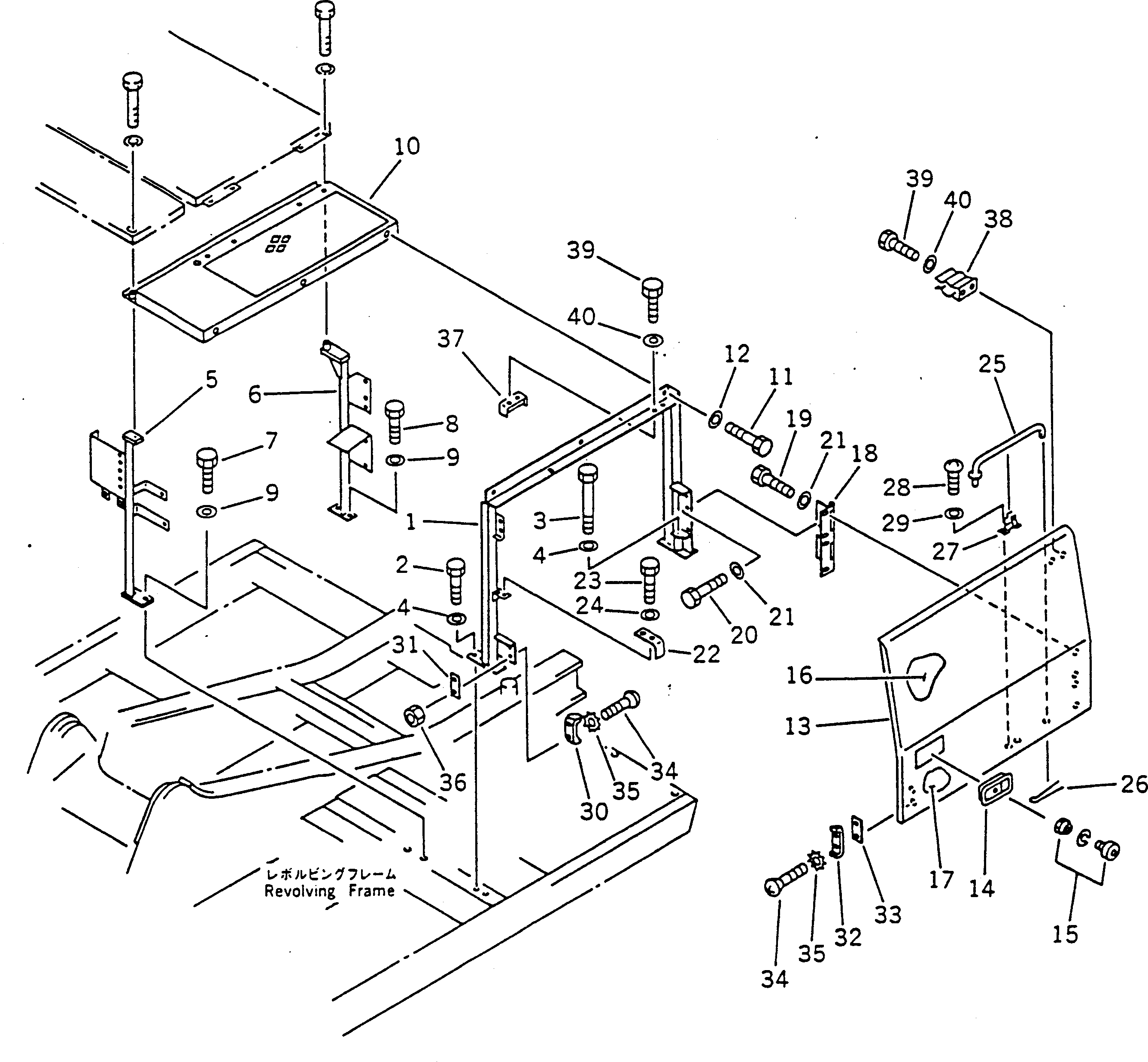 Komatsu parts book diagram for PC100-5 S/N 28001-UP: LEFT SIDE COVER (FOR LONG LEVER CONTROL)(#28001-29805)
