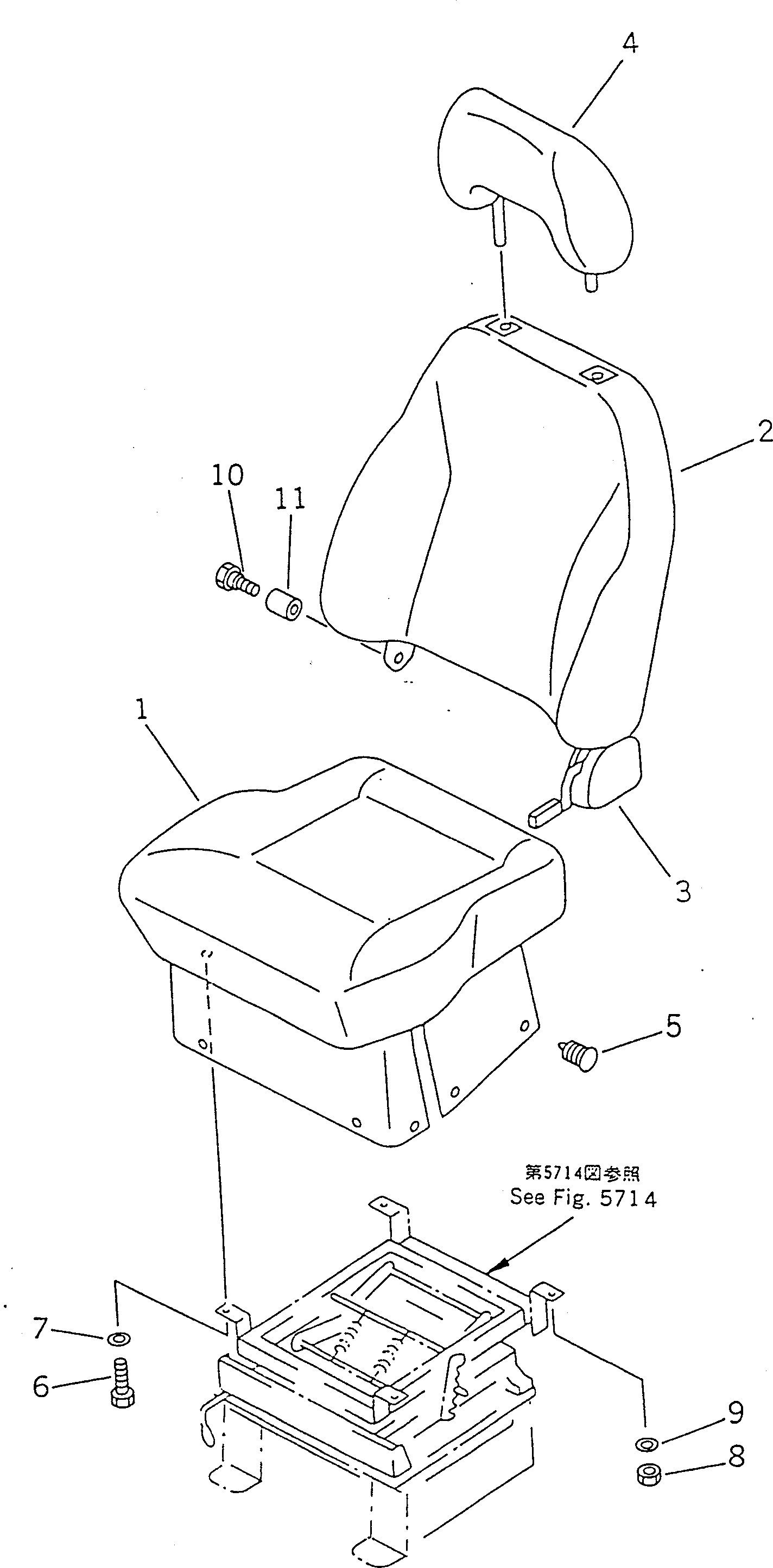 Komatsu parts book diagram for PC100-5 S/N 28001-UP: OPERATOR'S SEAT (FOR WRINSRT CONTROL LEVER) (FOR JAPAN)(#32402-)