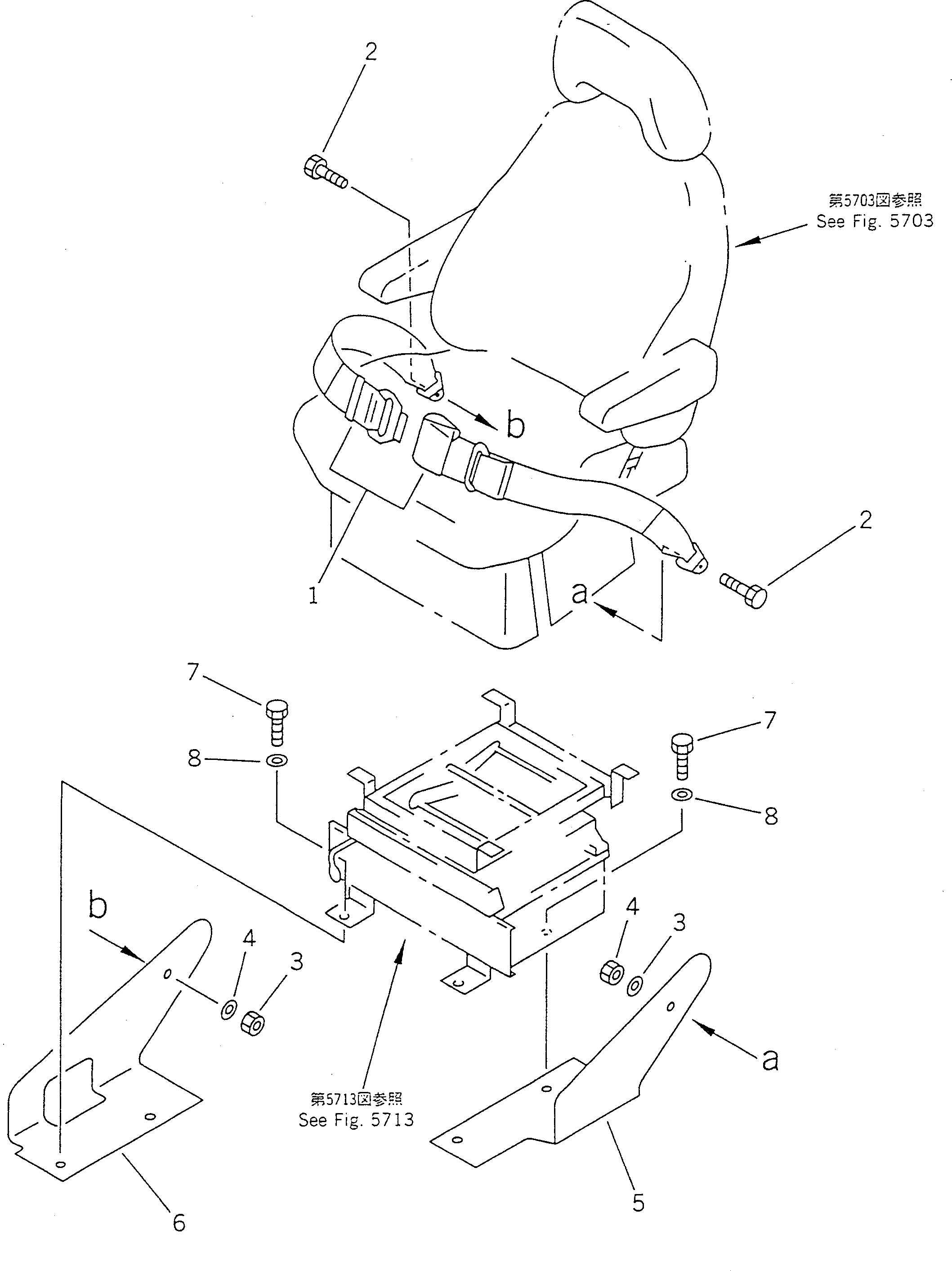 Komatsu parts book diagram for PC100-5 S/N 28001-UP: SEAT BELT (FOR MULTI ADJUSTABLE STAND) (FOR JAPAN)(#32402-)