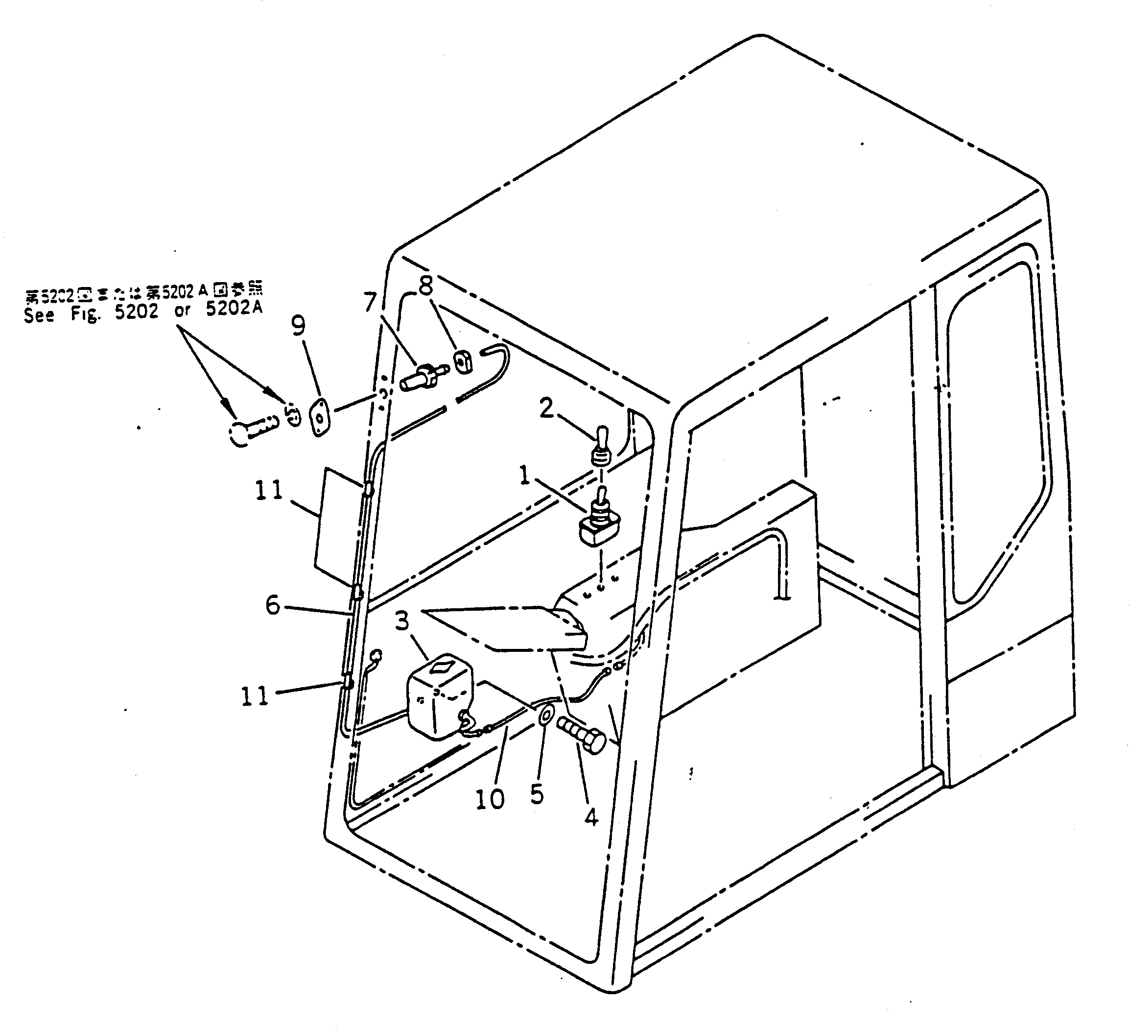 Komatsu parts book diagram for PC100-5 S/N 28001-UP: WINDOW WASHER (FOR LONG LEVER CONTROL)(#28001-32401)