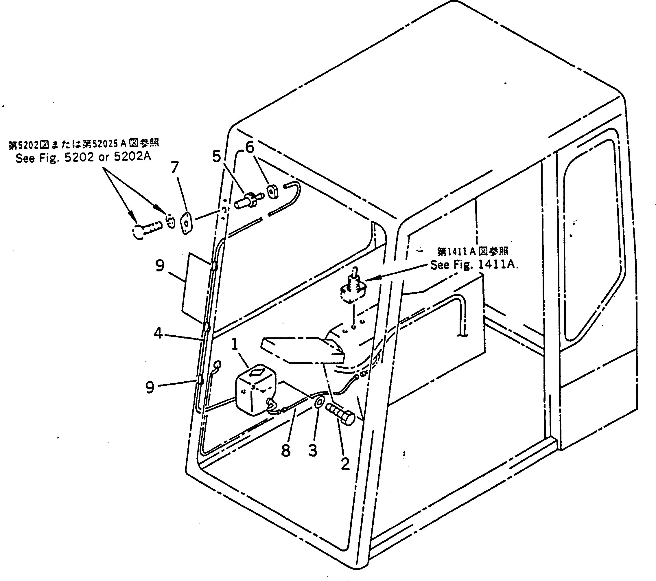 Komatsu parts book diagram for PC100-5 S/N 28001-UP: WINDOW WASHER (FOR LONG LEVER CONTROL)(#32402-)