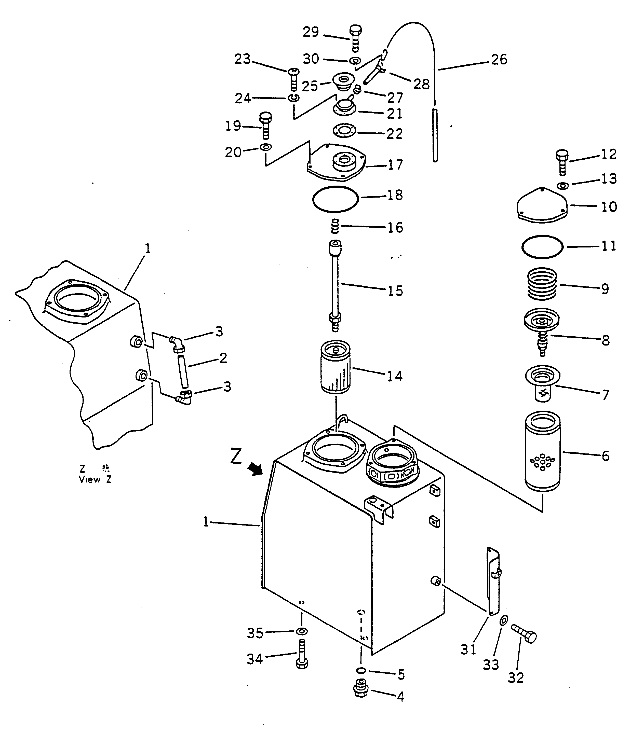 Excavators Komatsu / PC100-5 S/N 28001-UP(pc100-5r) / HYDRAULIC TANK(#29806-)(180020 : 6001A)