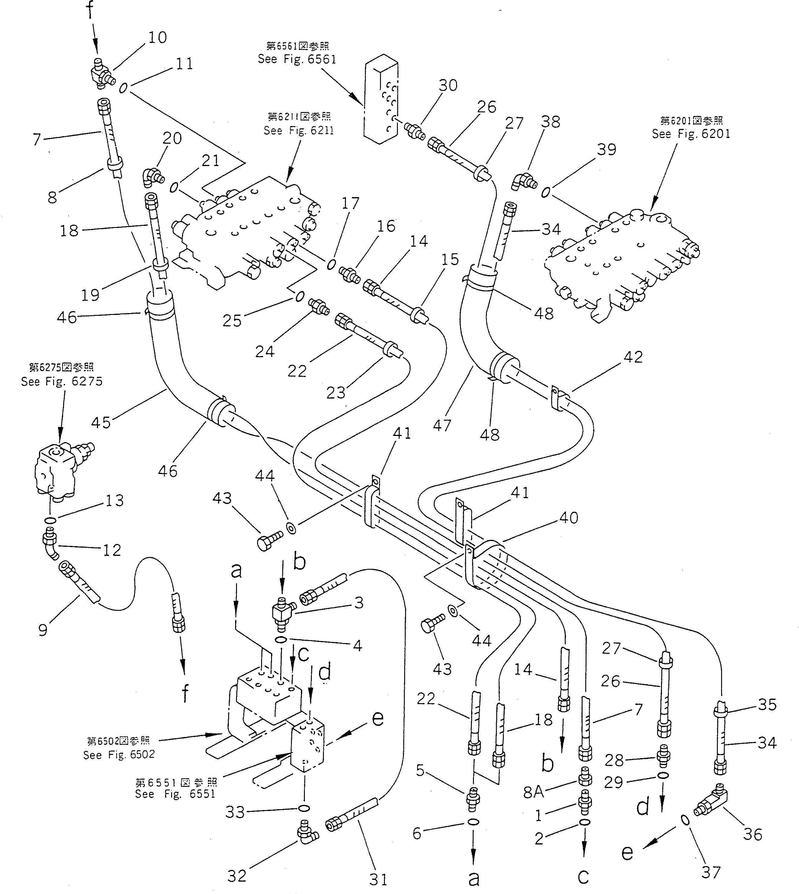 Excavators Komatsu / PC100-5 S/N 28001-UP(pc100-5r) / HYDRAULIC PIPING (P.P.C. PIPING 2/2) (FOR LONG LEVER CONTROL)(#28001-29992)(180850 : 6552)