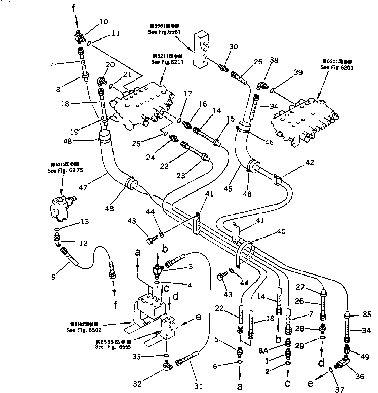 Komatsu parts book diagram for PC100-5 S/N 28001-UP: HYDRAULIC PIPING (P.P.C. PIPING 2/2) (FOR WRIST CONTROL LEVER)(#28001-29992)