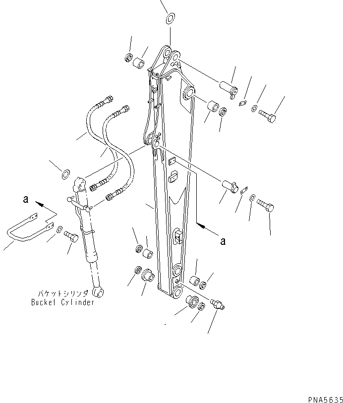 Excavators Komatsu / PC100-6 S/N 40001-UP(pc100-6c) / ARM (ARM AND PIN) (STRENGTH TYPE) (1-ACTUATER ATTACHENT) (FOR AUTO GREASE)(360710 : T1210-01A9)