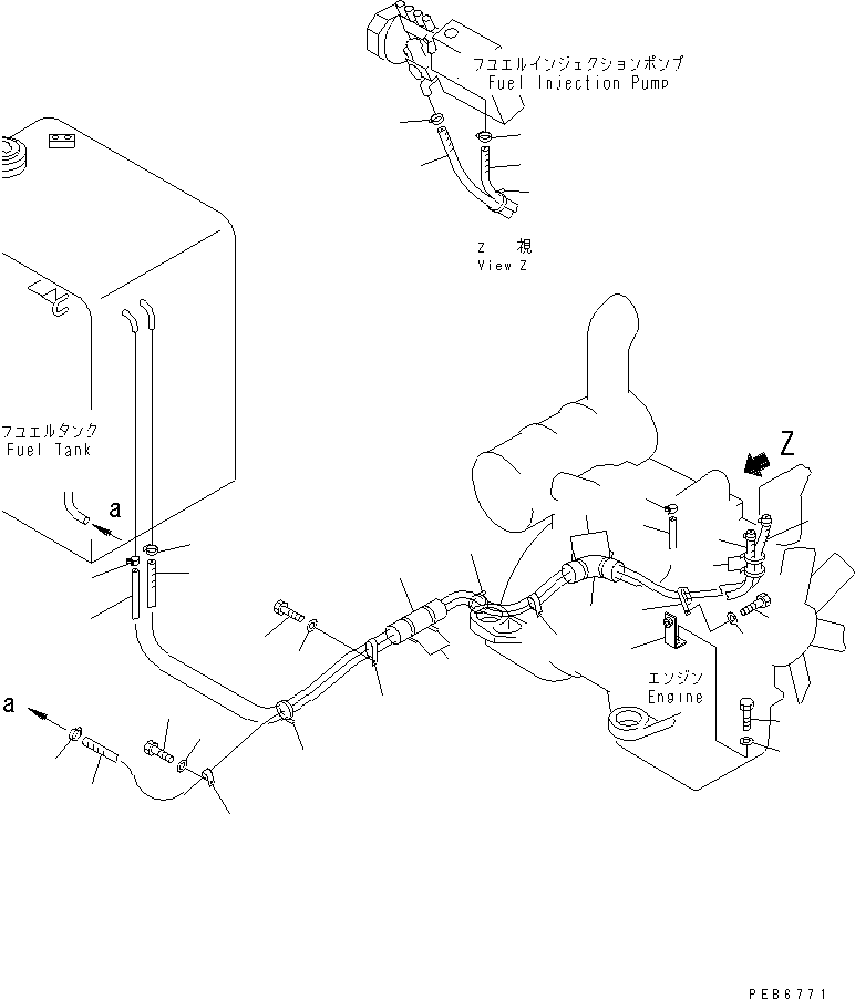 Excavators Komatsu / PC100-6 S/N 40001-UP(pc100-6r) / FUEL LINE(#45000-)(090050 : D0200-01A2A)