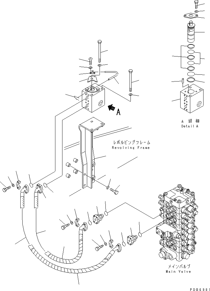 Excavators Komatsu / PC100-6 S/N 40001-UP(pc100-6r) / ATTACHMENT LINE (MAIN VALVE PIPING AND CONVERTIBLE VALVE)(#45000-)(150780 : H1270-01A0A)