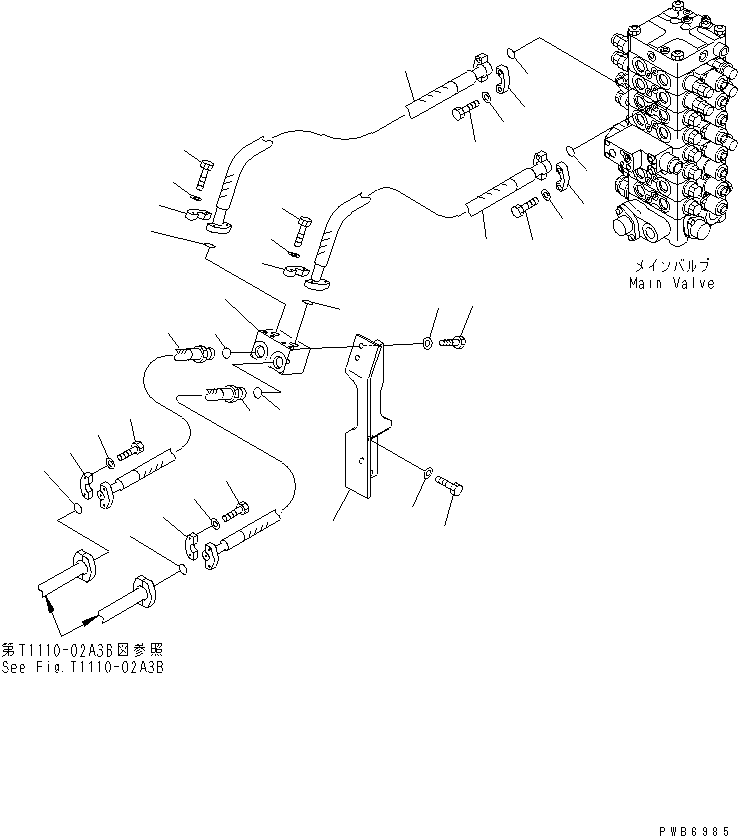 Excavators Komatsu / PC100-6 S/N 40001-UP(pc100-6r) / ATTACHMENT LINE (JOINT BLOCK PIPING) (WITHOUT CONVERTIBLE VALVE)(#45000-)(150890 : H1270-02A8A)