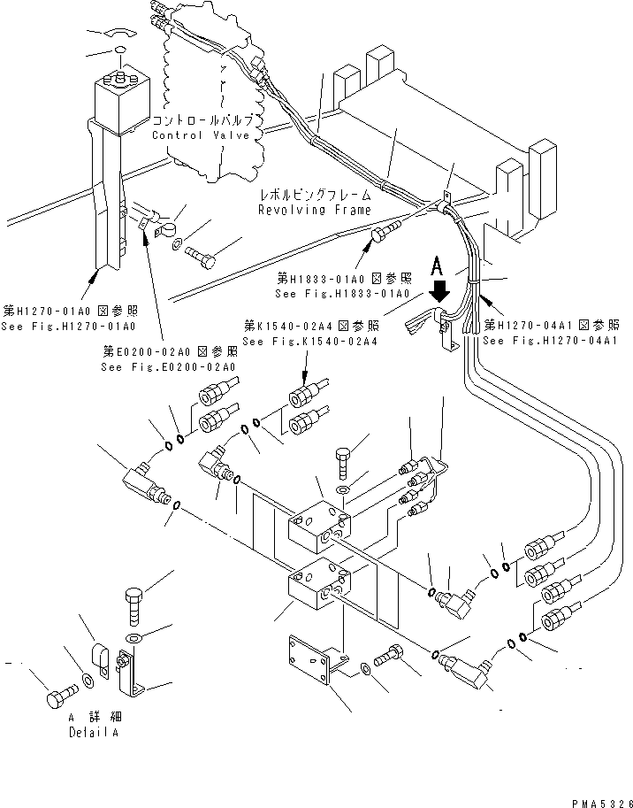 Excavators Komatsu / PC100-6 S/N 40001-UP(pc100-6r) / ATTACHMENT LINE (SWITCH BLOCK PIPING AND MARK)                   (2-ACTUATER ATTACHMENT)(#40001-44999)(151010 : H1270-06A1)