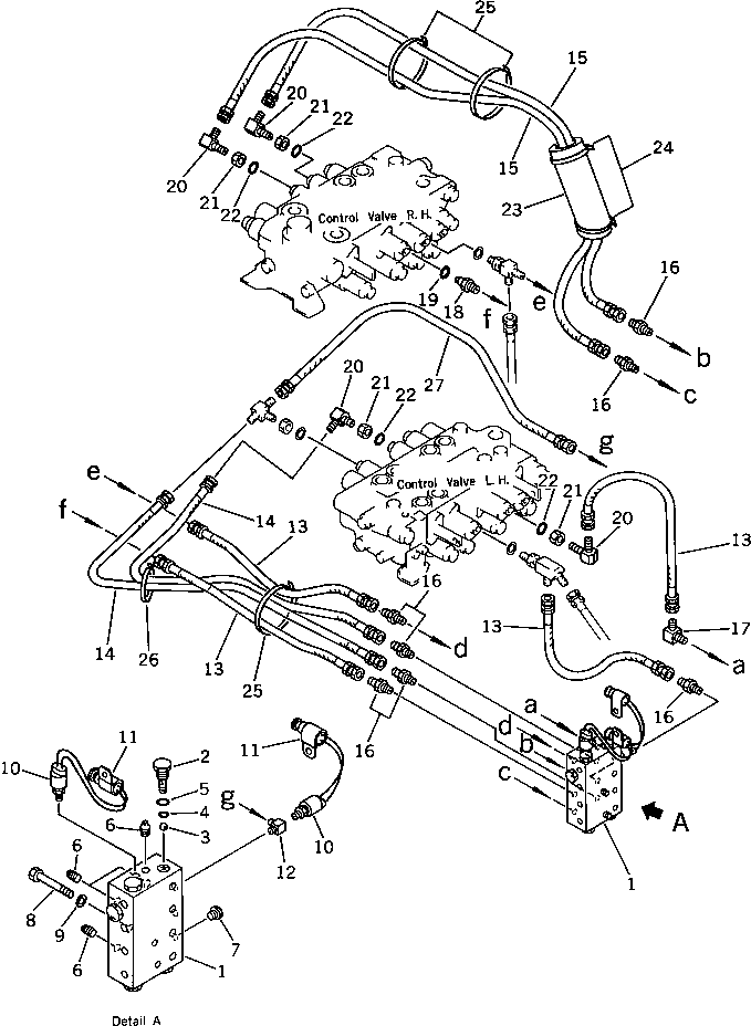 Excavators Komatsu / PC100-3 S/N 18001-UP (TBG. Spec. (Germany))(pc100-7c) / HYDRAULIC PIPING (VALVE TO SHUTTLE VALVE) (FOR WRIST CONTROL)    (WITHOUT SWING MECHANICAL BRAKE)(120300 : 4426)