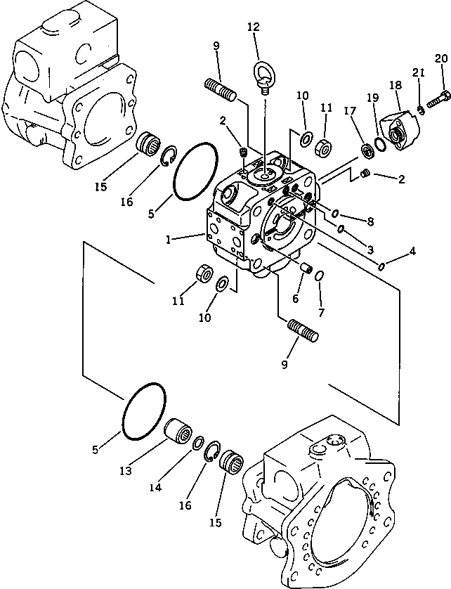 Excavators Komatsu / PC100-3 S/N 18001-UP (TBG. Spec. (Germany))(pc100-7c) / HYDRAULIC PUMP ? END CAP(180040 : 6004)
