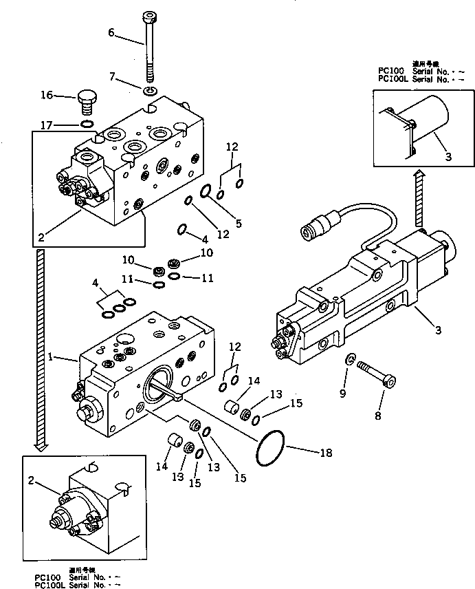 Excavators Komatsu / PC100-3 S/N 18001-UP (TBG. Spec. (Germany))(pc100-7c) / SERVO VALVE ? FRONT (1/2)(180070 : 6011)