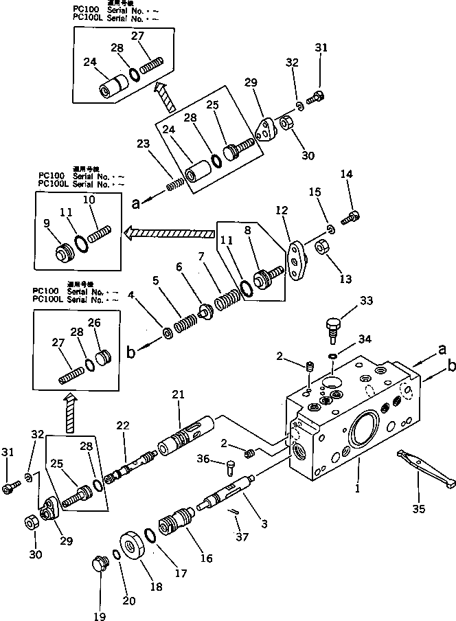 Excavators Komatsu / PC100-3 S/N 18001-UP (TBG. Spec. (Germany))(pc100-7c) / SERVO VALVE ? FRONT (2/2)(180080 : 6012)