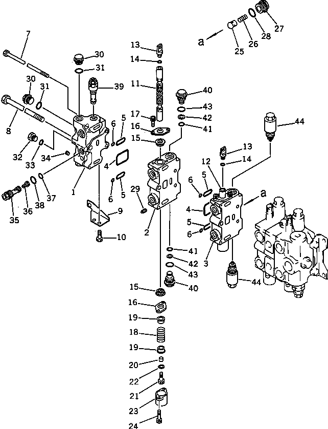 Excavators Komatsu / PC100-3 S/N 18001-UP (TBG. Spec. (Germany))(pc100-7c) / CONTROL VALVE ? R.H. (1/4) (FOR LONG LEVER CONTROL)(180220 : 6205)