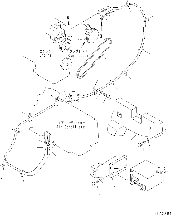 Excavators Komatsu / PC100-6S S/N 40001-UP(pc100-8r) / AIR CONDITIONER (HEATER PIPING AND DUCT)(#40001-42553)(211150 : K0700-04A2)