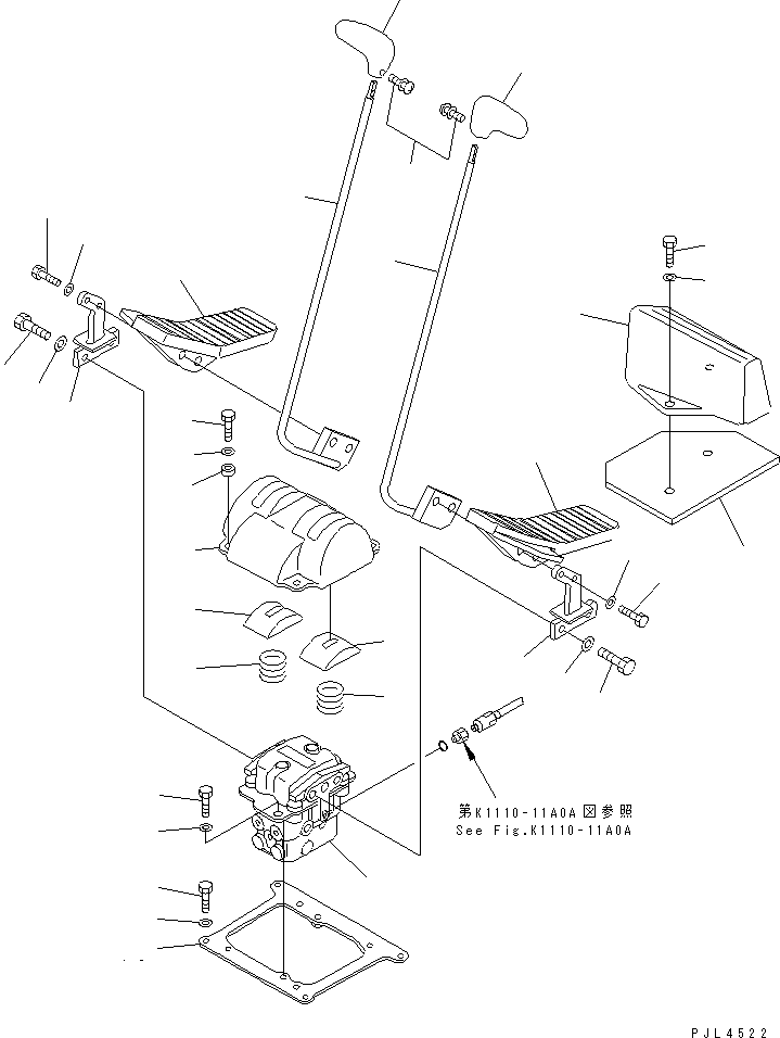 Excavators Komatsu / PC100-6S S/N 40001-UP(pc100-8r) / FLOOR FRAME (TRAVEL LEVER) (1 ACTUATOR)(#46605-)(211450 : K1110-10A1B)