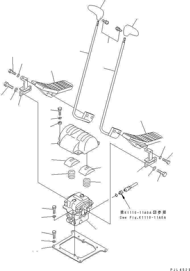 Excavators Komatsu / PC100-6S S/N 40001-UP(pc100-8r) / FLOOR FRAME (TRAVEL LEVER) (2 ACTUATOR)(#46605-)(211480 : K1110-10A8B)