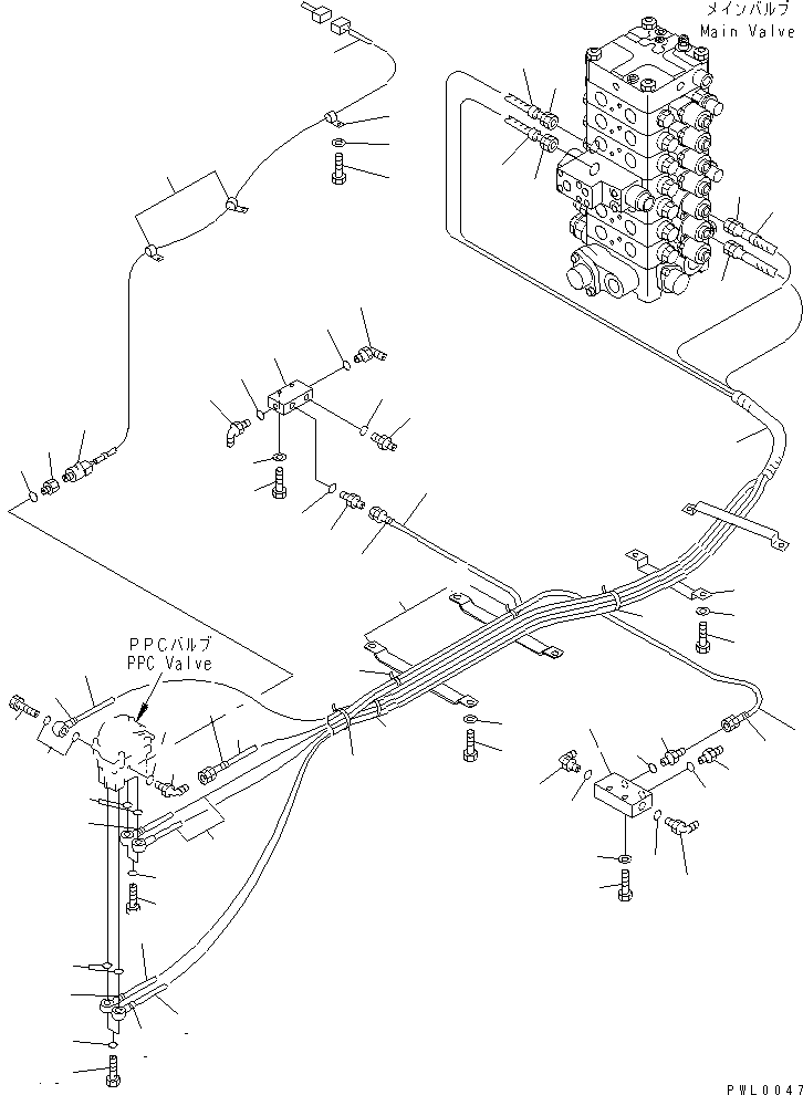 Excavators Komatsu / PC100-6S S/N 40001-UP(pc100-8r) / FLOOR FRAME (P.P.C. TRAVEL PIPING)(#46059-)(211510 : K1110-11A0B)