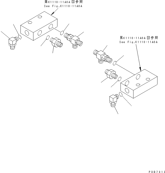 Excavators Komatsu / PC100-6S S/N 40001-UP(pc100-8r) / FLOOR FRAME (P.P.C. TRAVEL BLOCK PILOT) (1 ACTUATOR)(#45000-46058)(211620 : K1110-16A1)