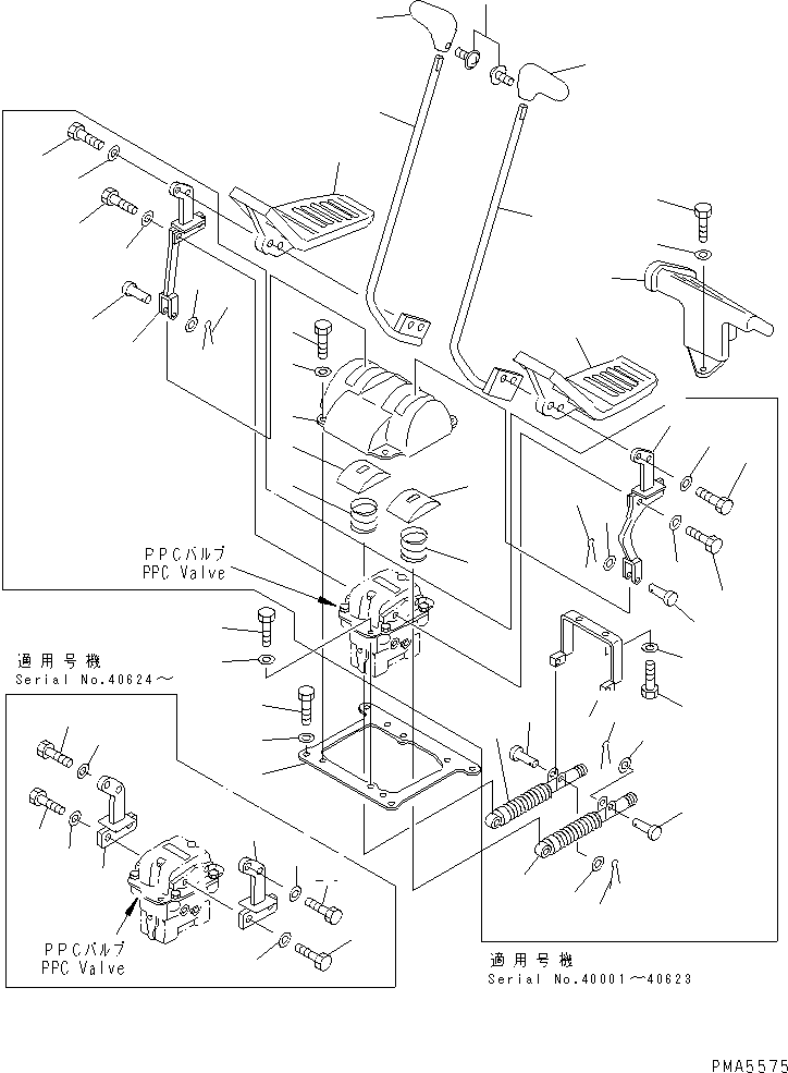 Excavators Komatsu / PC100-6S S/N 40001-UP(pc100-8r) / TRAVEL LEVER (FOR ADDITIONAL PIPING)(#40001-44999)(211840 : K1410-01A2)