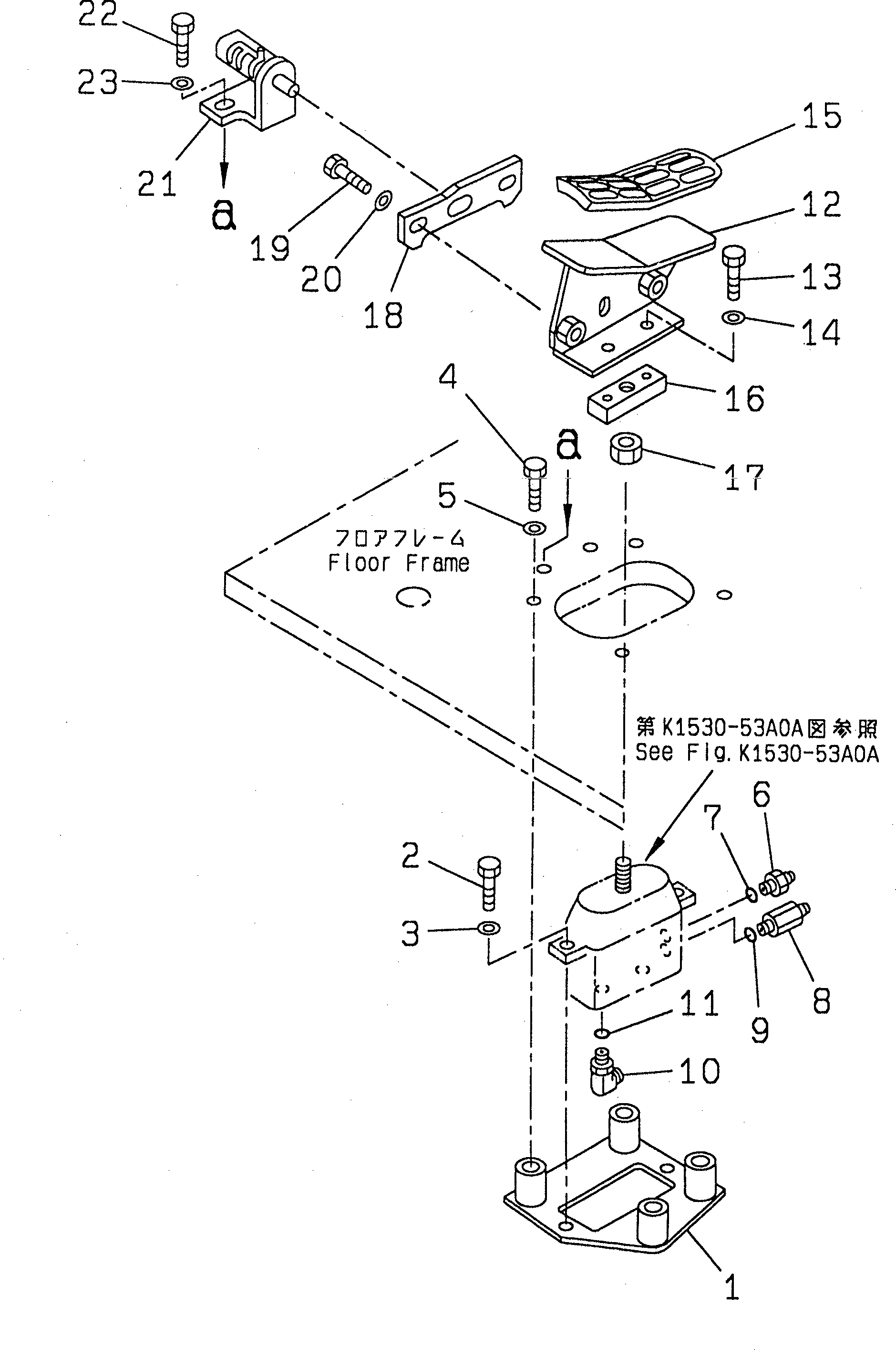 Excavators Komatsu / PC100-6S S/N 40001-UP(pc100-8r) / FLOOR (2-ACTUATER ATTACHMENT CONTROL PEDAL)(#40624-44999)(211960 : K1530-02A4A)