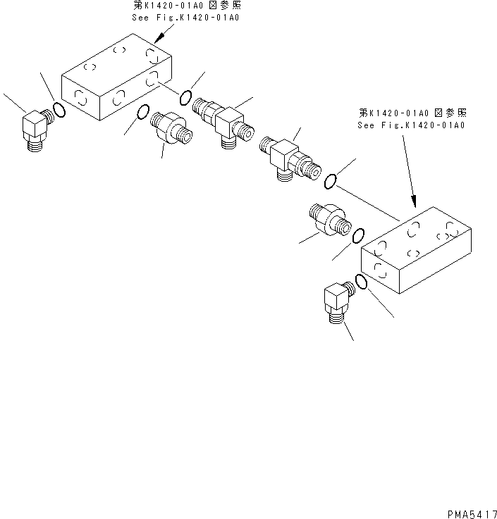 Excavators Komatsu / PC100-6S S/N 40001-UP(pc100-8r) / FLOOR (P.P.C. TRAVEL BLOCK PILOT) (1-ACTUATER ATTACHMENT)(#40001-44999)(212020 : K1560-01A2)