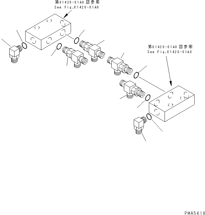 Excavators Komatsu / PC100-6S S/N 40001-UP(pc100-8r) / FLOOR (P.P.C. TRAVEL BLOCK PILOT) (1 OR 2-ACTUATER ATTACHMENT)(#40001-44999)(212030 : K1560-01A4)