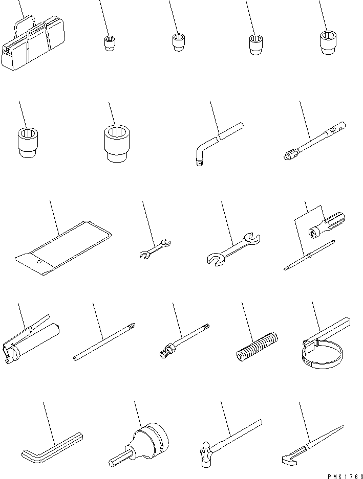 Excavators Komatsu / PC100-6S S/N 40001-UP(pc100-8r) / TOOL (WITH POWER WIND) (FOR RUBBER SHOE)(#45000-)(420070 : V0300-01A4A)