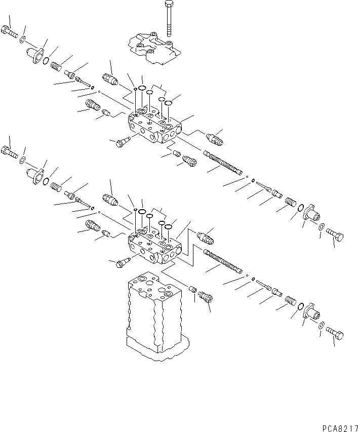 Excavators Komatsu / PC100-6S S/N 40001-UP(pc100-8r) / MAIN VALVE (2-ACTUATOR) (9/10)(#40001-41229)(482870 : Y1664-09A0)