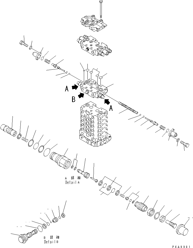 Excavators Komatsu / PC100-6S S/N 40001-UP(pc100-8r) / MAIN VALVE (2-ACTUATOR) (9/12)(#41401-42553)(482890 : Y1664-09A0B)