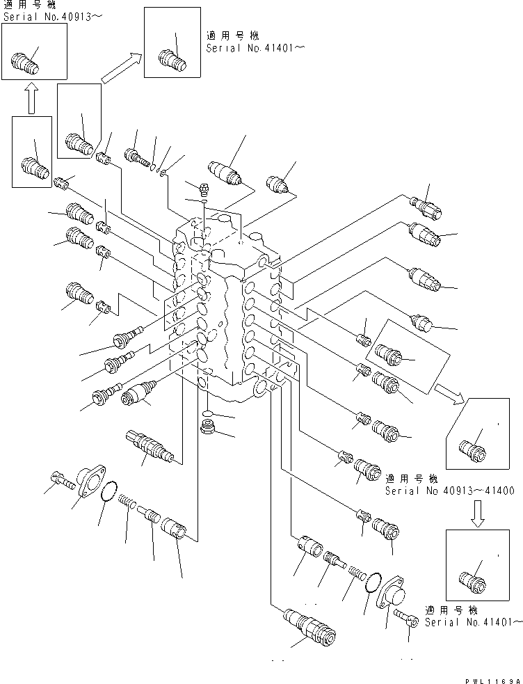 Excavators Komatsu / PC100-6S S/N 40001-UP(pc100-8r) / MAIN VALVE (2-ACTUATOR) (3/10)(#40001-42553)(482990 : Y1664-43A0)